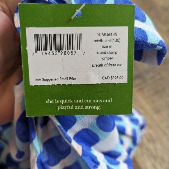 KATE Spade island stamp romper breath of fresh air shorts - Picture 8 of 9